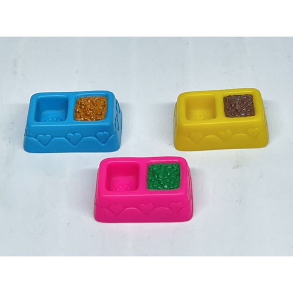 Vintage Kenner Littlest Pet Shop Pet Food Dish Replacement LOT of 3